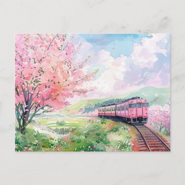 Cartão Postal Um Trem na Primavera (Frente)