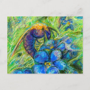 Cartão Postal Uma abelha e não me esqueça das flores