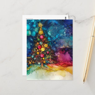 Cartão Postal Uma árvore de Natal Tintas Alcoólicas