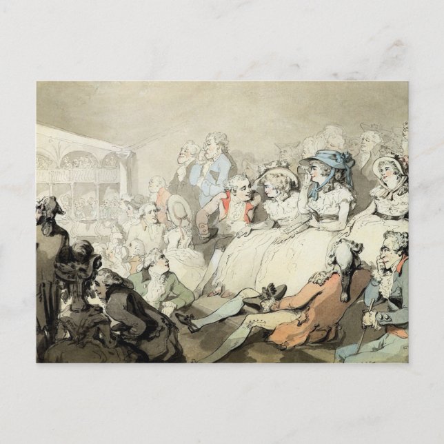 Cartão Postal Uma audiência que olha um jogo, c.1785 (a caneta e (Frente)