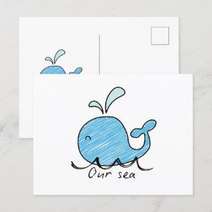 CARTÃO POSTAL UMA BALEIA AMIGÁVEL EM SEU MAR