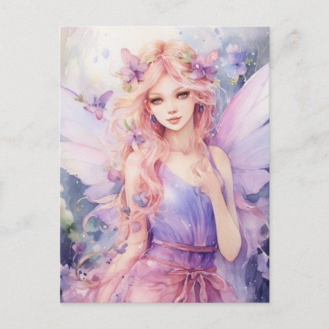 Cartão Postal Uma Bela Fada da Primavera (Frente)