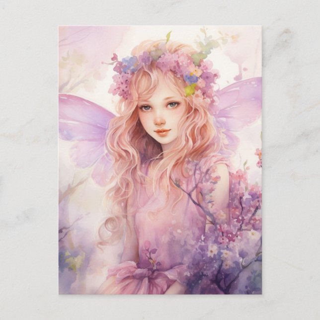 Cartão Postal Uma Bela Fada da Primavera (Frente)