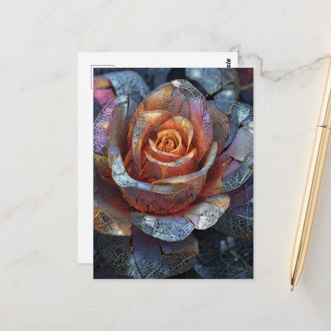 Cartão Postal Uma Bela Flor de Rosa (Frente/Verso In Situ)