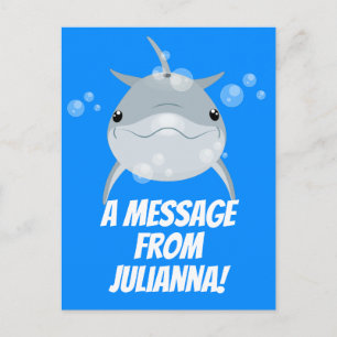 Cartão Postal Uma bela ilustração do desenho animado de golfinho