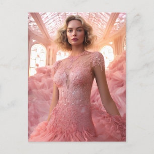 Cartão Postal Uma bela loira em rosa