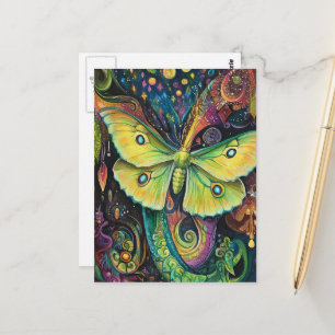 Cartão Postal Uma Bela Mariposa Luna Verde
