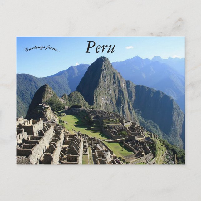 Cartão Postal Uma bela vista de Machu Picchu Peru (Frente)
