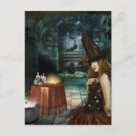 Cartão Postal Uma Bruxa de Halloween De Vida Bonita