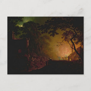 Cartão Postal Uma cabana em chamas à noite Joseph Wright de Derb