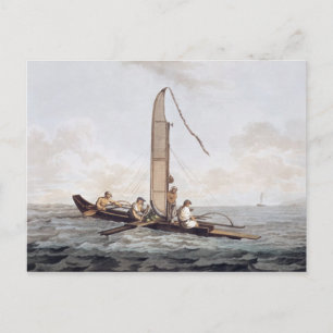Cartão Postal Uma Canoa de vela de Otaheite