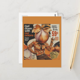 Cartão Postal Uma cebola dançante retrô descolada