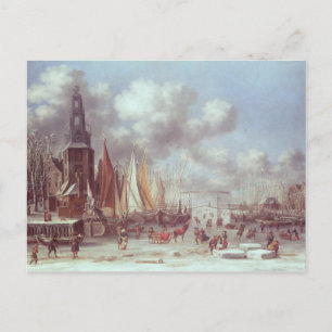 Cartão Postal Uma cena de inverno em Amsterdã