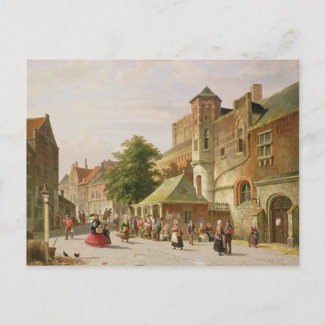 Cartão Postal Uma cena de rua em Amsterdã (Frente)