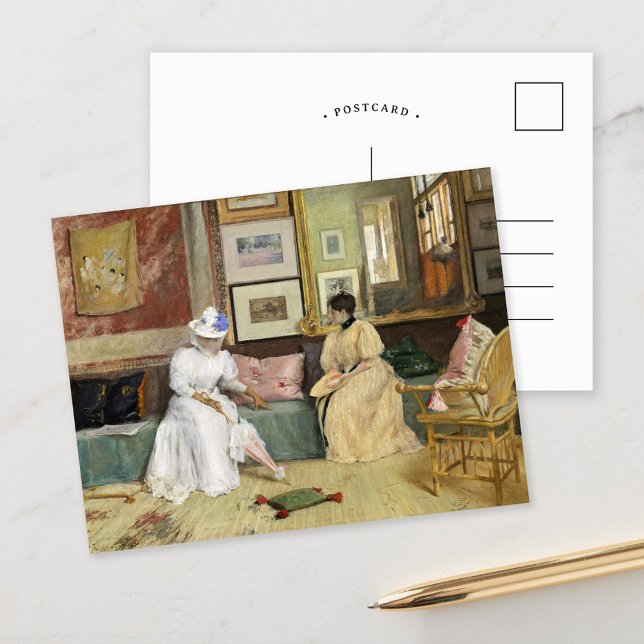 Cartão Postal Uma Chamada Amigável | William Merritt Chase (Criador carregado)