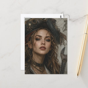 Cartão Postal Uma chave de pirata senhora pirata engraçada