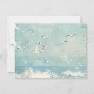 Cartão Postal Uma Colagem de Fundo de Pássaros Costeiros Oceano