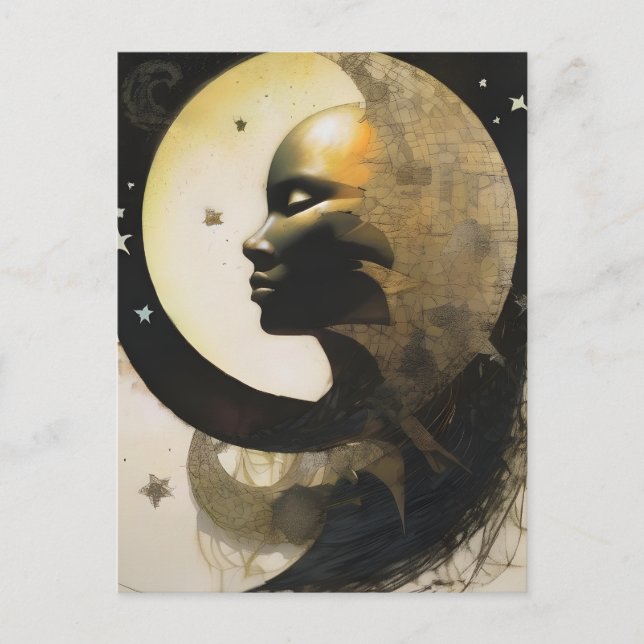 Cartão Postal Uma colagem única de mulheres celestiais (Frente)