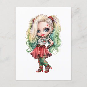 Cartão Postal Uma Coleção de Design de Halloween de Menina Fofa