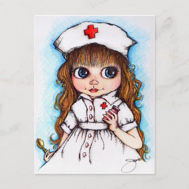 Cartão Postal Uma Colherada de Açúcar... Enfermeira. (Frente)