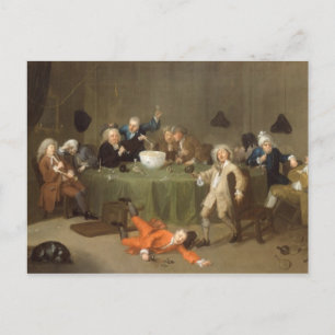 Cartão Postal Uma Conversa Moderna à Meia-Noite, c.1732 (óleo so
