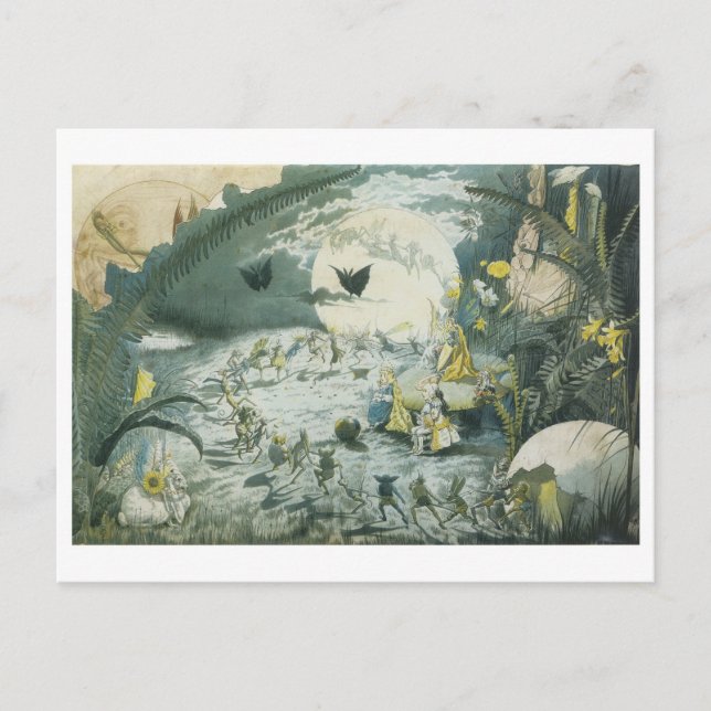 Cartão Postal Uma Dança de Fadas sob Lua Cheia (Frente)