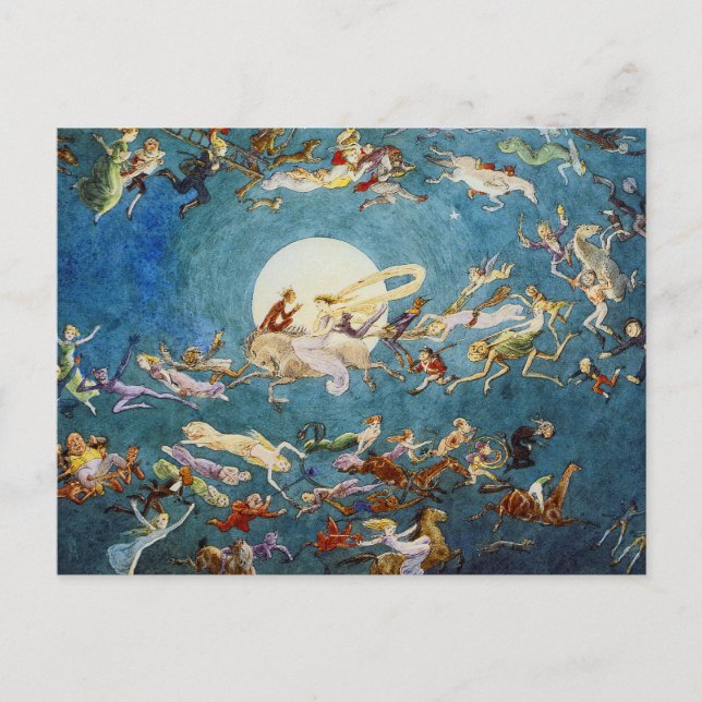 Cartão Postal Uma dança em torno da Impressão da lua (Frente)