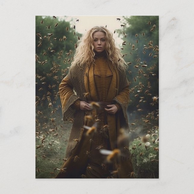 Cartão Postal Uma Deusa Loura Gorda das Abelhas Mel (Frente)