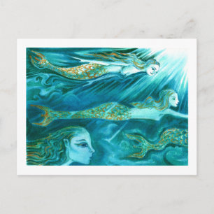 Cartão Postal Uma escola de natações de Sereias por