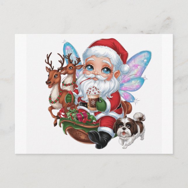 Cartão Postal Uma fada bonita de Papai Noel com brilho (Frente)