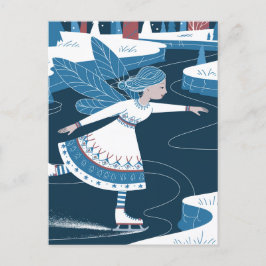 Cartão Postal Uma fada de iceské fofa com asas azuis