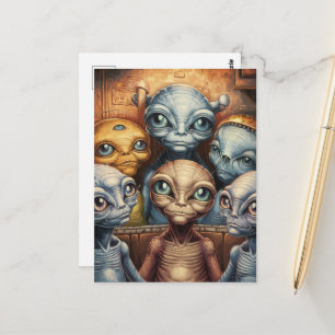 Cartão Postal Uma família de alienígenas