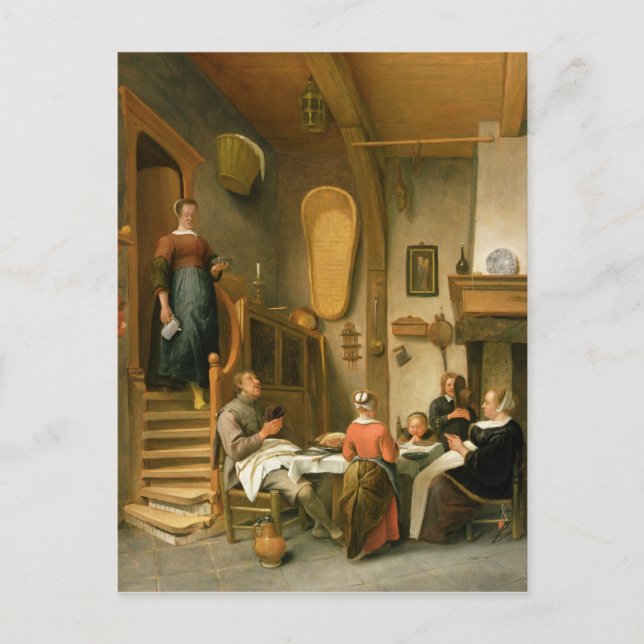 Cartão Postal Uma família dizendo graça (Frente)