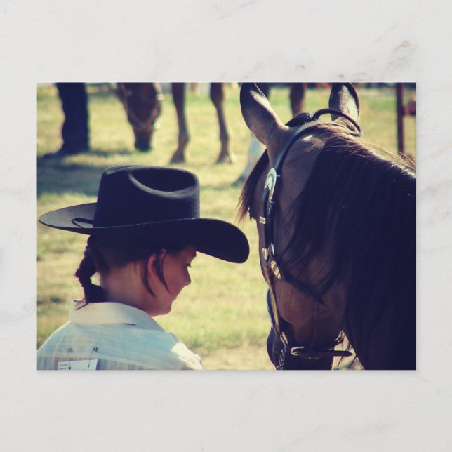 Cartão Postal Uma garota e seu cavalo (Frente)