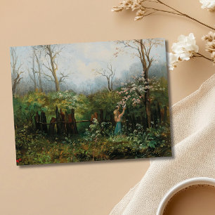 Cartão Postal Uma garota no jardim - Olga Wisinger-Florian