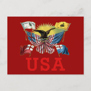 Cartão Postal Uma História das Bandeiras Americanas numa Camiset