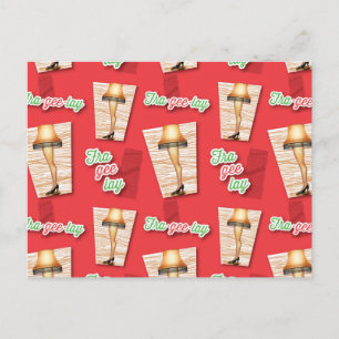 Cartão Postal Uma história de Natal Padrão Da Lâmpada Da Perna