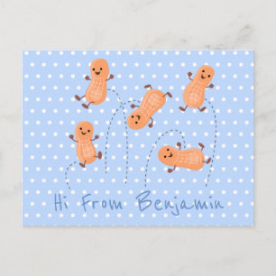 Cartão Postal Uma ilustração de desenho animado de amendoins de 