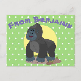 Cartão Postal Uma ilustração de desenho animado de gorila, um gr