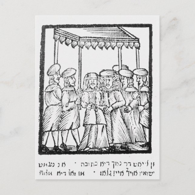Cartão Postal Uma ilustração de um casamento judaico (Frente)