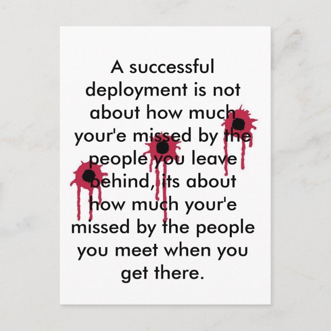 Cartão Postal Uma implantação/BLOODY BULLET HOLS bem-sucedida (Frente)