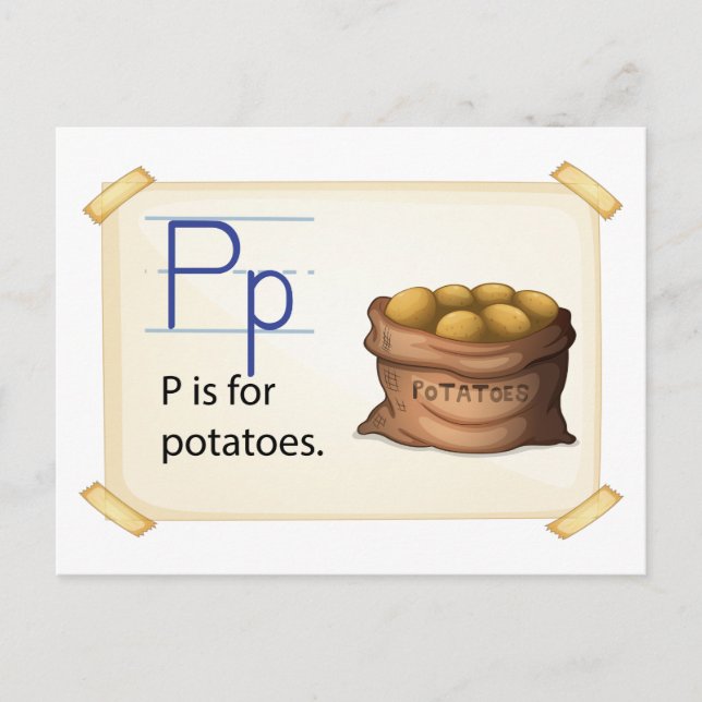 Cartão Postal Uma letra P para batatas (Frente)