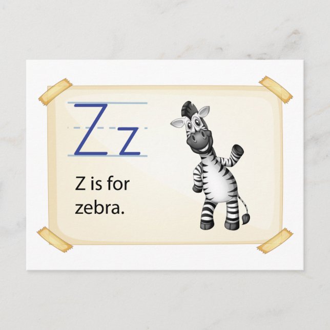 Cartão Postal Uma letra Z para zebra (Frente)