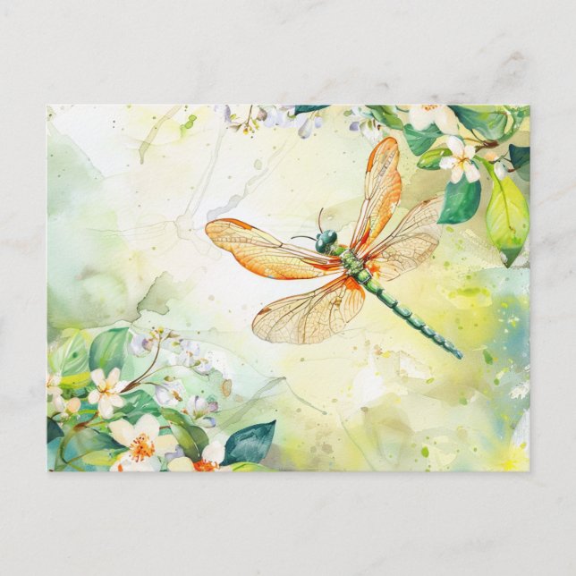 Cartão Postal Uma Libélula de Primavera (Frente)
