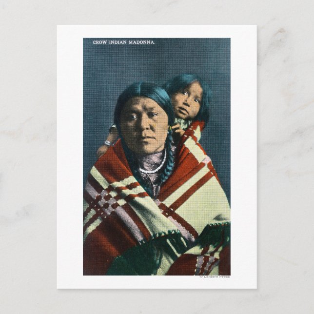 Cartão Postal Uma Madonna Indiana Crow e Criança (Frente)