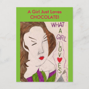Cartão Postal Uma Menina Adora Chocolate!