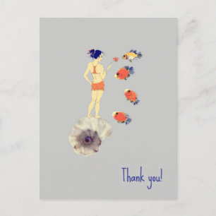 Cartão Postal Uma menina e peixe