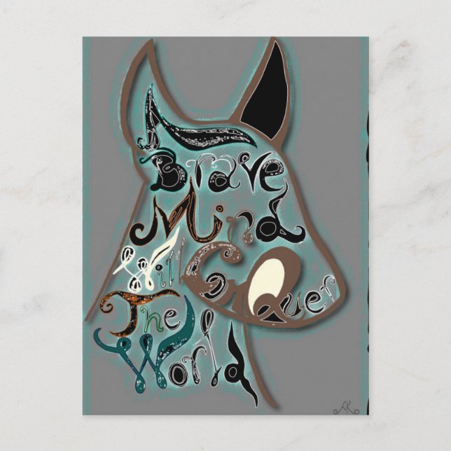 Cartão Postal Uma mente corajosa conquistará o mundo (Frente)