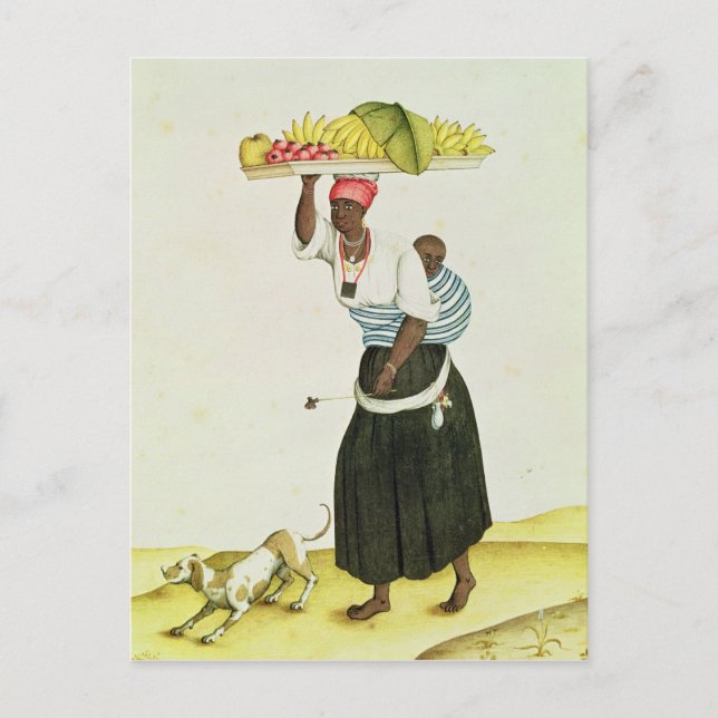 Cartão Postal Uma mulher Carregando uma bandeja de Fruta na cabe (Frente)