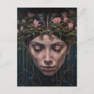 Cartão Postal Uma Mulher Com Flores De Água